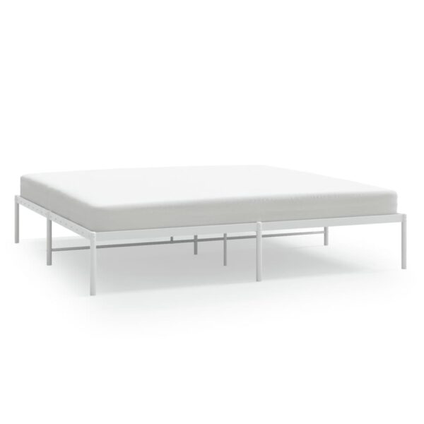 vidaXL Metal Bed Frame White 76"x79.9" King - Image 2