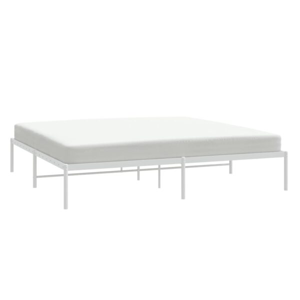 vidaXL Metal Bed Frame White 76"x79.9" King - Image 3