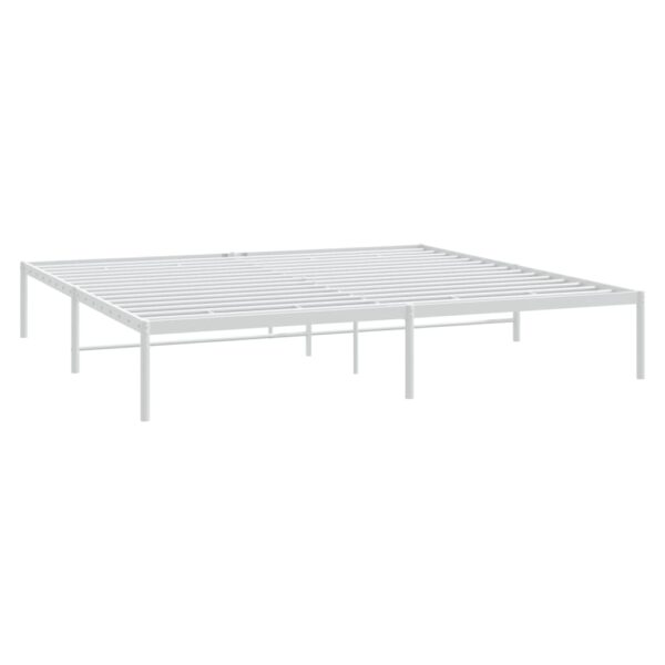 vidaXL Metal Bed Frame White 76"x79.9" King - Image 4