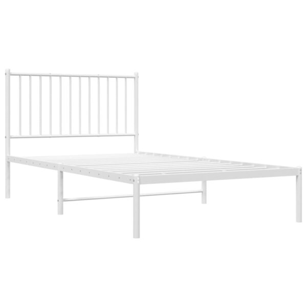 vidaXL Metal Bed Frame with Headboard White 39.4"x74.8" Twin - Image 4