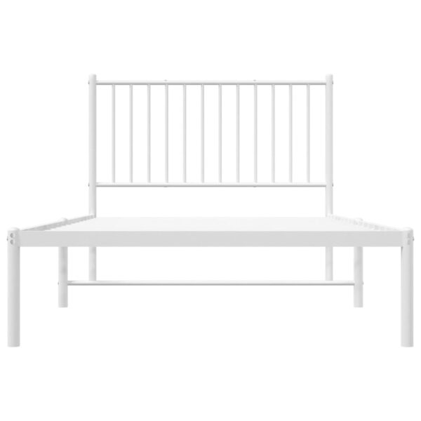 vidaXL Metal Bed Frame with Headboard White 39.4"x74.8" Twin - Image 5