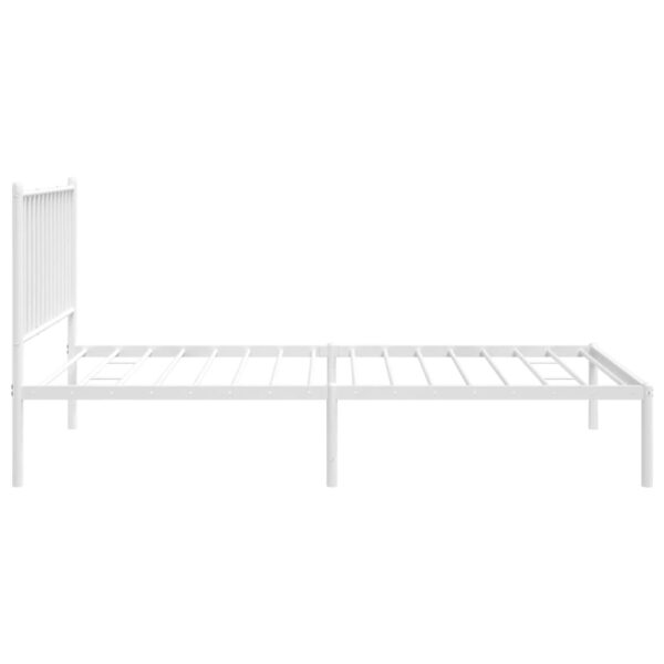 vidaXL Metal Bed Frame with Headboard White 39.4"x74.8" Twin - Image 6