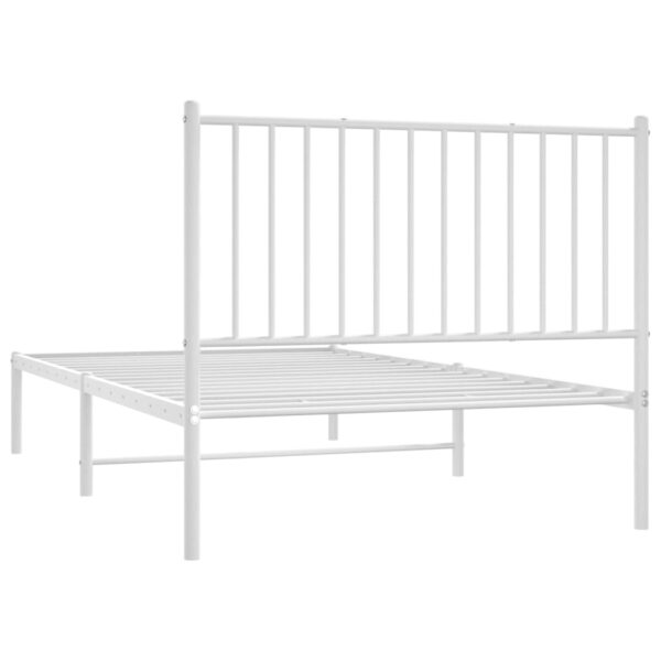 vidaXL Metal Bed Frame with Headboard White 39.4"x74.8" Twin - Image 7