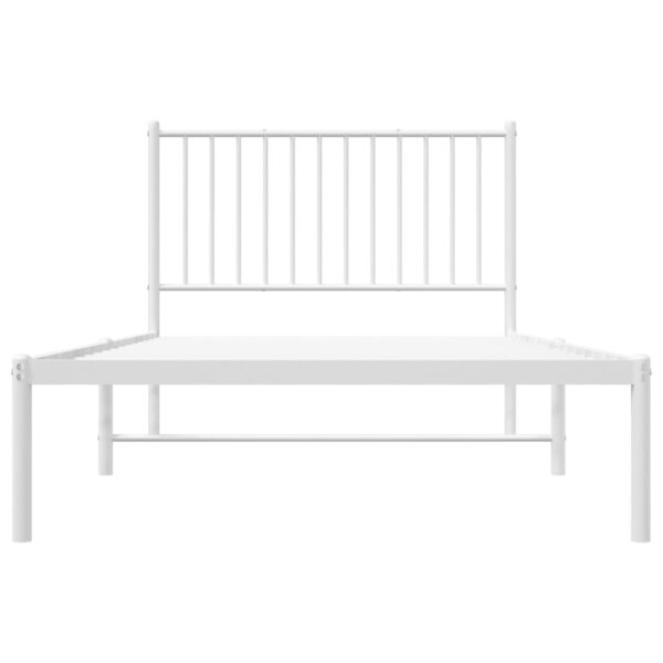 vidaXL Metal Bed Frame with Headboard White 39.4"x78.7" - Image 5