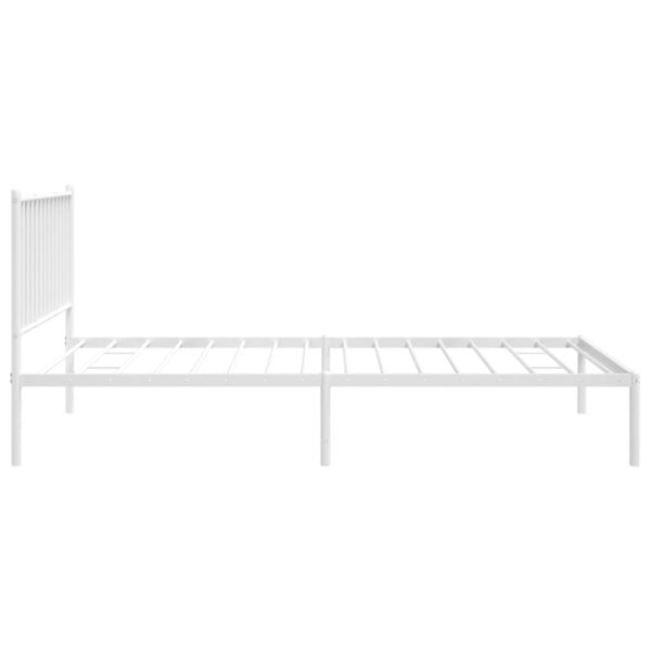 vidaXL Metal Bed Frame with Headboard White 39.4"x78.7" - Image 6