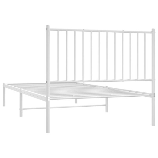 vidaXL Metal Bed Frame with Headboard White 39.4"x78.7" - Image 7