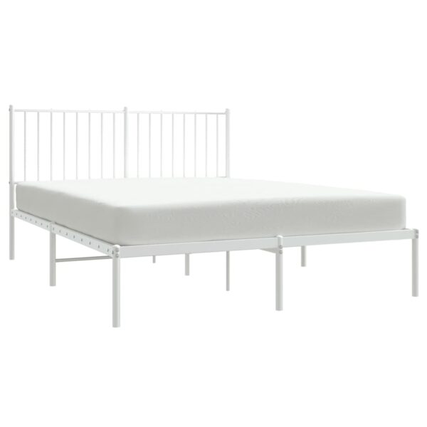 vidaXL Metal Bed Frame with Headboard White 53.9"x74.8" Full - Image 3