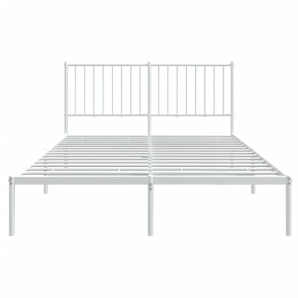 vidaXL Metal Bed Frame with Headboard White 53.9"x74.8" Full - Image 5