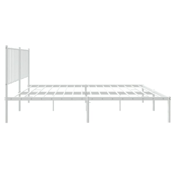 vidaXL Metal Bed Frame with Headboard White 53.9"x74.8" Full - Image 6