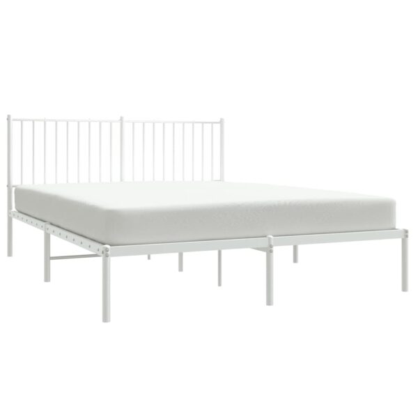 vidaXL Metal Bed Frame with Headboard White 59.8"x78.7" - Image 3