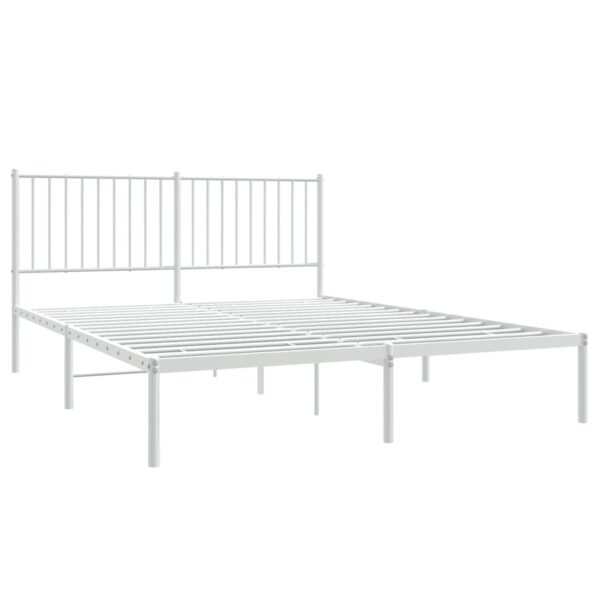 vidaXL Metal Bed Frame with Headboard White 59.8"x78.7" - Image 4