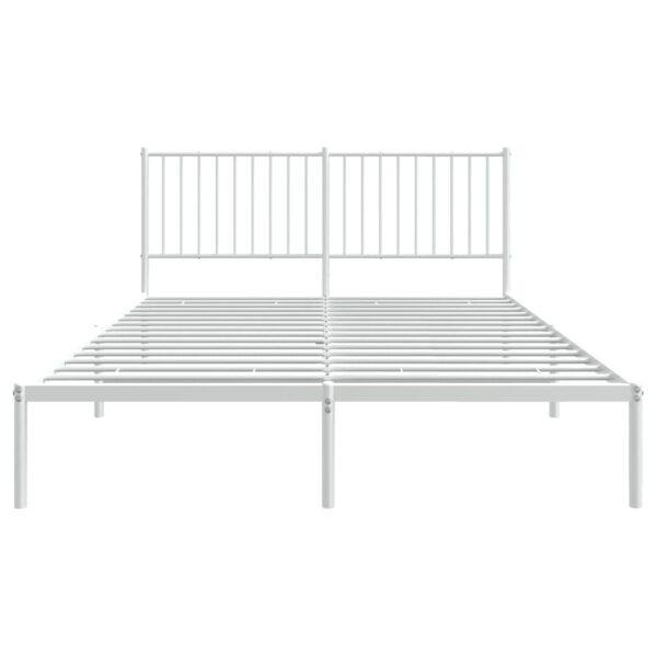 vidaXL Metal Bed Frame with Headboard White 59.8"x78.7" - Image 5