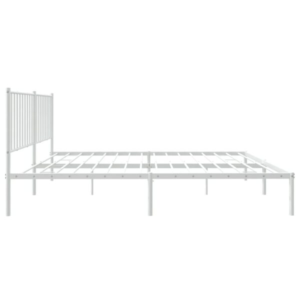 vidaXL Metal Bed Frame with Headboard White 59.8"x78.7" - Image 6