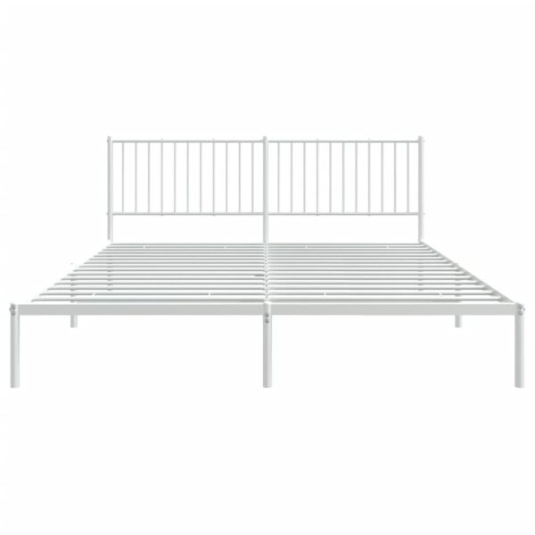 vidaXL Metal Bed Frame with Headboard White 72"x83.9" California King - Image 5