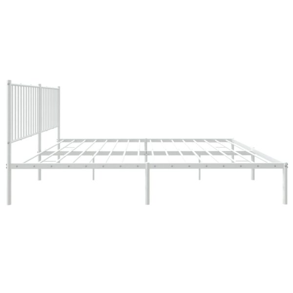 vidaXL Metal Bed Frame with Headboard White 72"x83.9" California King - Image 6