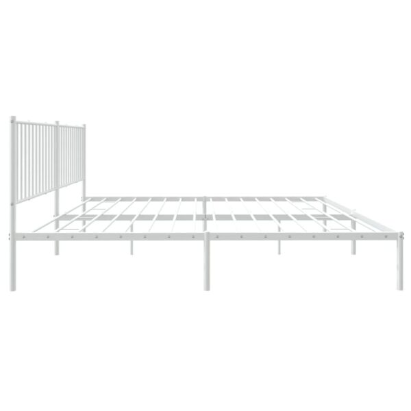 vidaXL Metal Bed Frame with Headboard White 76"x79.9" King - Image 6