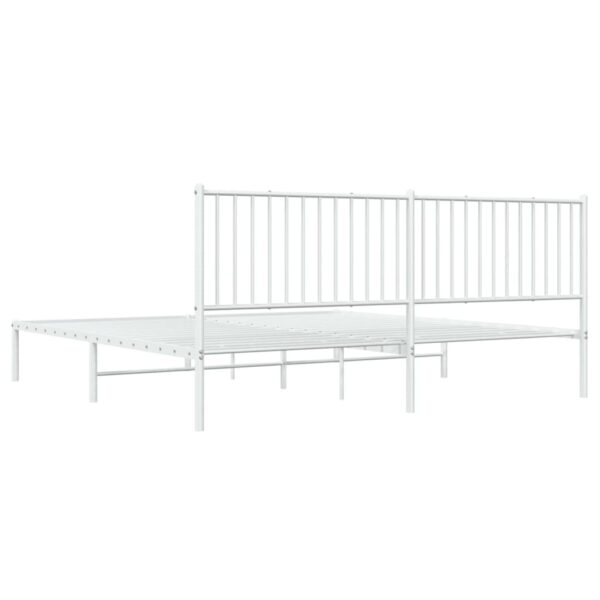 vidaXL Metal Bed Frame with Headboard White 76"x79.9" King - Image 7