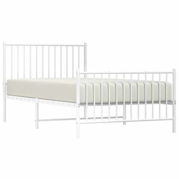 vidaXL Metal Bed Frame with Headboard and Footboard White 39.4"x74.8" Twin - Image 3