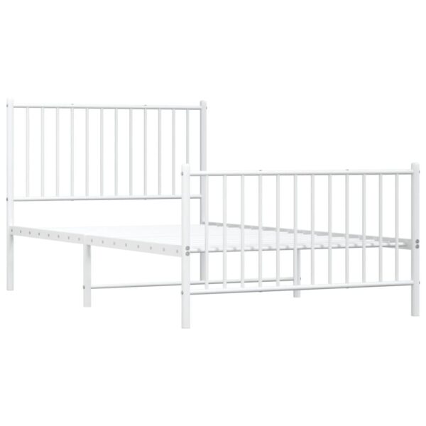 vidaXL Metal Bed Frame with Headboard and Footboard White 39.4"x74.8" Twin - Image 4