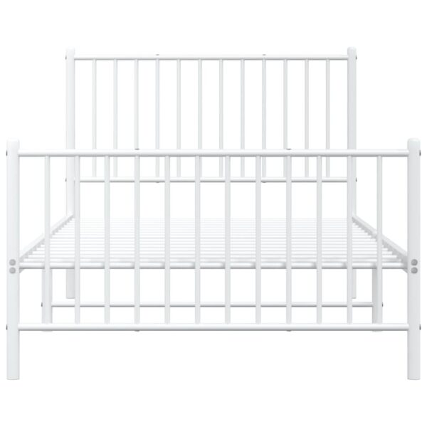 vidaXL Metal Bed Frame with Headboard and Footboard White 39.4"x74.8" Twin - Image 5