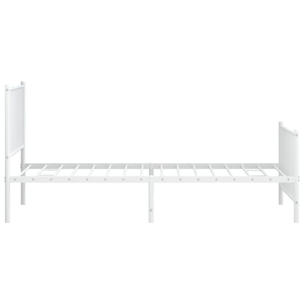 vidaXL Metal Bed Frame with Headboard and Footboard White 39.4"x74.8" Twin - Image 6