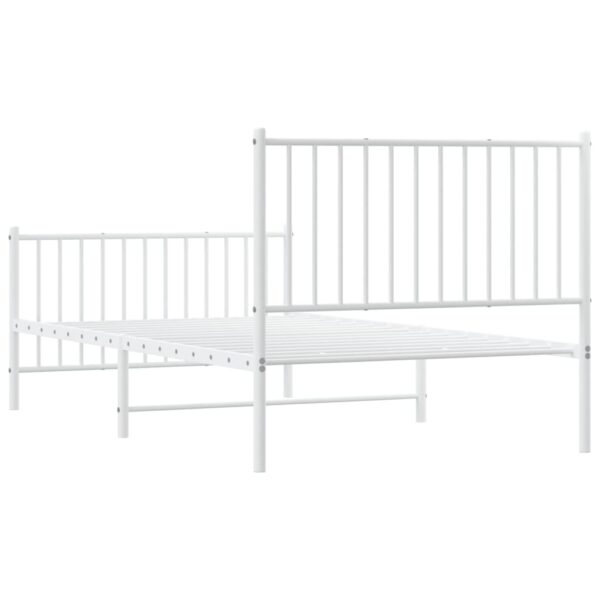 vidaXL Metal Bed Frame with Headboard and Footboard White 39.4"x74.8" Twin - Image 7