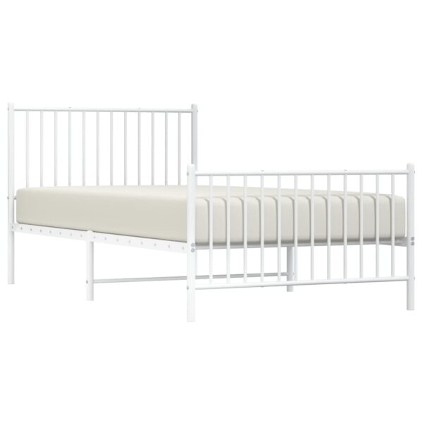 vidaXL Metal Bed Frame with Headboard and Footboard White 39.4"x78.7" - Image 3