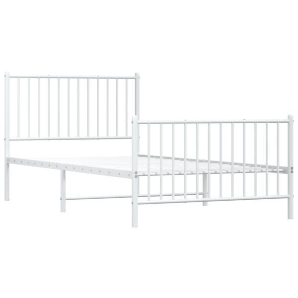 vidaXL Metal Bed Frame with Headboard and Footboard White 39.4"x78.7" - Image 4