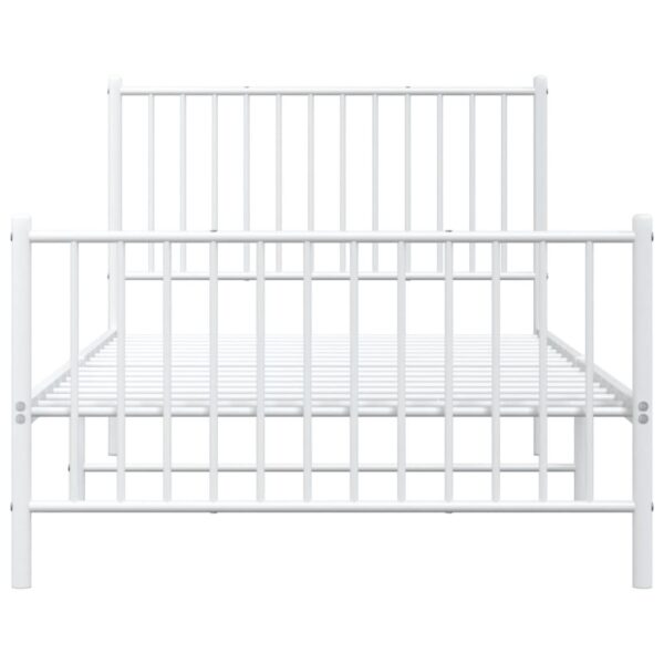 vidaXL Metal Bed Frame with Headboard and Footboard White 39.4"x78.7" - Image 5