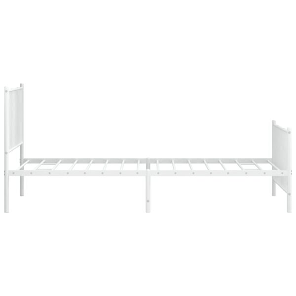 vidaXL Metal Bed Frame with Headboard and Footboard White 39.4"x78.7" - Image 6