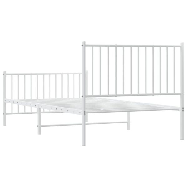 vidaXL Metal Bed Frame with Headboard and Footboard White 39.4"x78.7" - Image 7