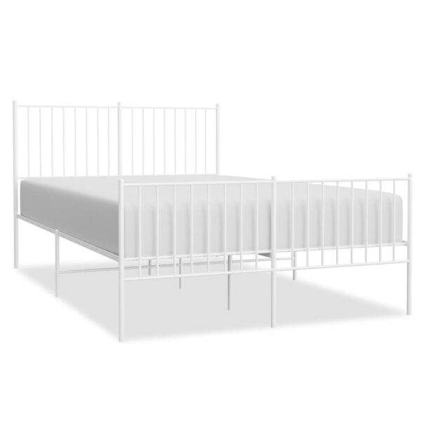 vidaXL Metal Bed Frame with Headboard and Footboard White 53.9"x74.8" Full - Image 2