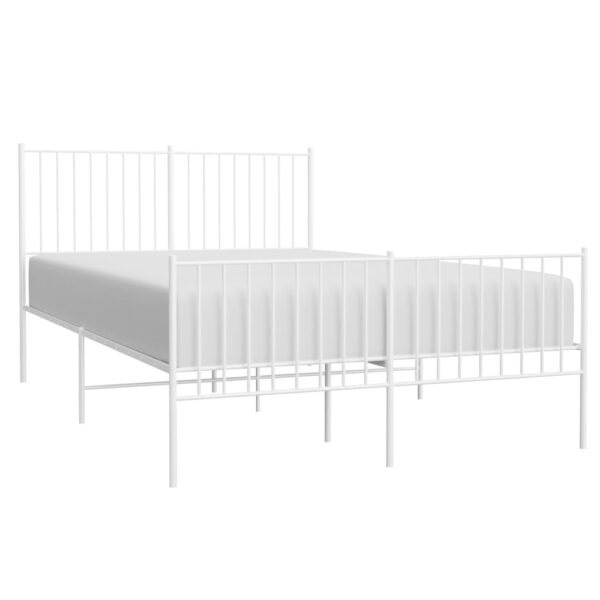 vidaXL Metal Bed Frame with Headboard and Footboard White 53.9"x74.8" Full - Image 3