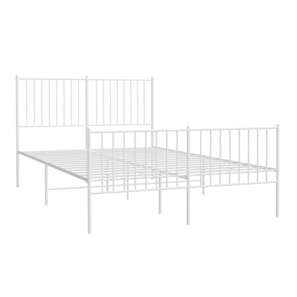 vidaXL Metal Bed Frame with Headboard and Footboard White 53.9"x74.8" Full - Image 4