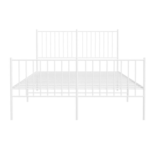 vidaXL Metal Bed Frame with Headboard and Footboard White 53.9"x74.8" Full - Image 5