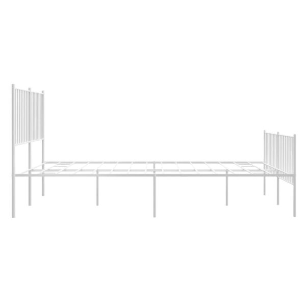 vidaXL Metal Bed Frame with Headboard and Footboard White 53.9"x74.8" Full - Image 6