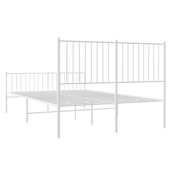 vidaXL Metal Bed Frame with Headboard and Footboard White 53.9"x74.8" Full - Image 7