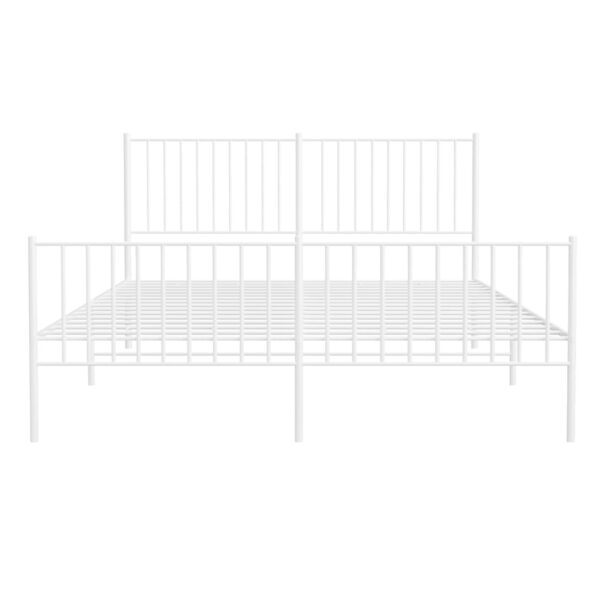 vidaXL Metal Bed Frame with Headboard and Footboard White 59.8"x78.7" - Image 5