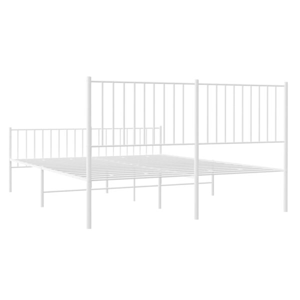 vidaXL Metal Bed Frame with Headboard and Footboard White 59.8"x78.7" - Image 7