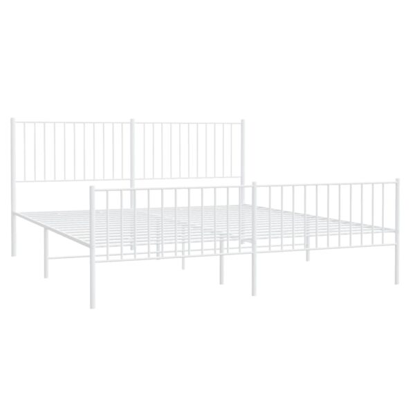 vidaXL Metal Bed Frame with Headboard&Footboard White 72"x83.9" California King - Image 4