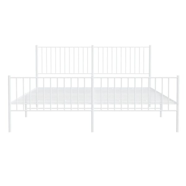 vidaXL Metal Bed Frame with Headboard&Footboard White 72"x83.9" California King - Image 5