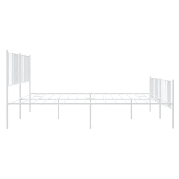 vidaXL Metal Bed Frame with Headboard&Footboard White 72"x83.9" California King - Image 6