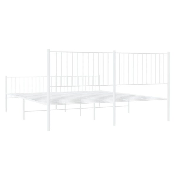 vidaXL Metal Bed Frame with Headboard&Footboard White 72"x83.9" California King - Image 7