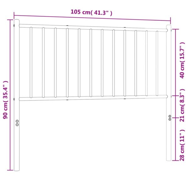 vidaXL Metal Headboard White 39.4" - Image 7