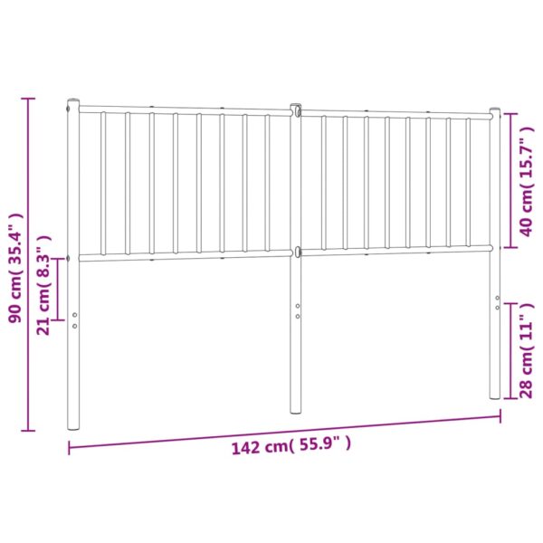 vidaXL Metal Headboard White 53.1" - Image 7