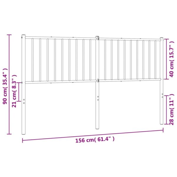 vidaXL Metal Headboard White 59.1" - Image 7