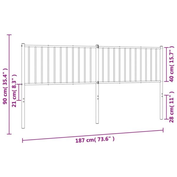 vidaXL Metal Headboard White 70.9" - Image 7