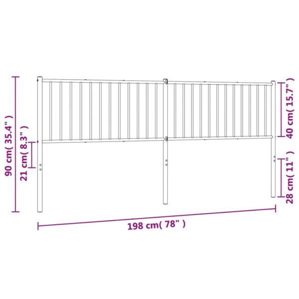 vidaXL Metal Headboard White 76" - Image 7