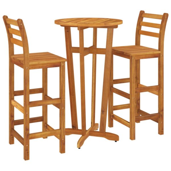 vidaXL 3 Piece Patio Bar Set Solid Wood Acacia - Image 3