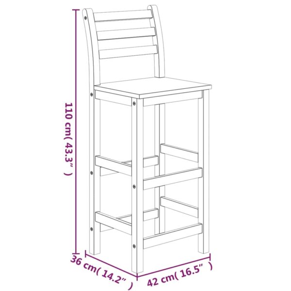 vidaXL 3 Piece Patio Bar Set Solid Wood Acacia - Image 11